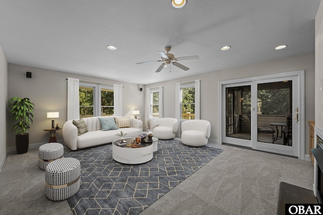604 W First St Lot 321, Kill Devil Hills, NC 27948 - living room with plenty of natural light, carpet, ceiling fan, and recessed lighting
