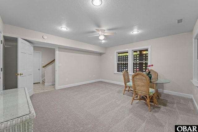 604 W First St Lot 321, Kill Devil Hills, NC 27948 - office space featuring a ceiling fan, light colored carpet, baseboards, recessed lighting, and a textured ceiling