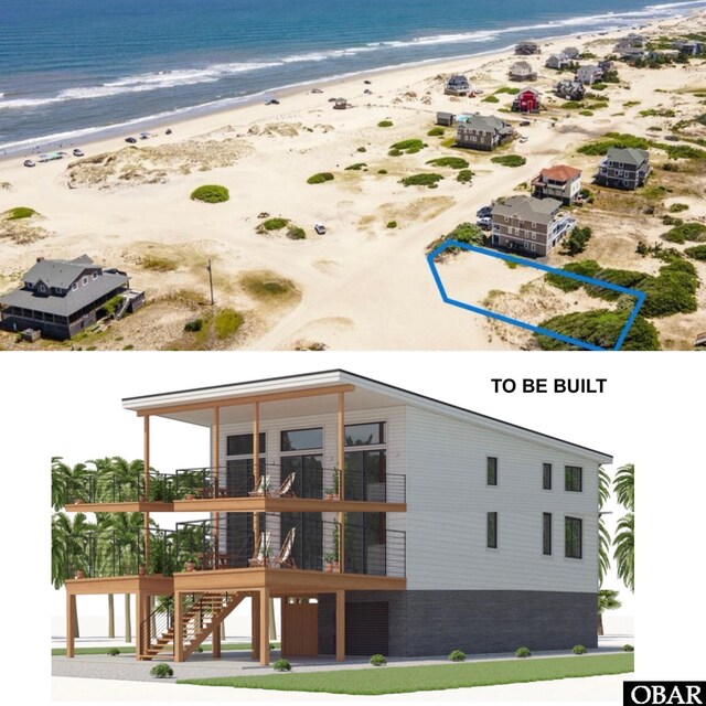 1598 Sandpiper Rd Lot 1, Corolla, NC 27927 - aerial view of property's location featuring property boundaries highlighted and expansive coastline