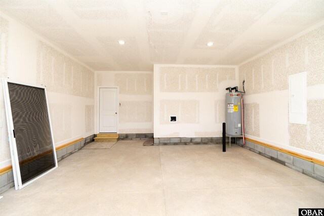 104 Yadkin Dr Lot # 77, South Mills, NC 27973 - garage featuring electric panel, water heater, and recessed lighting