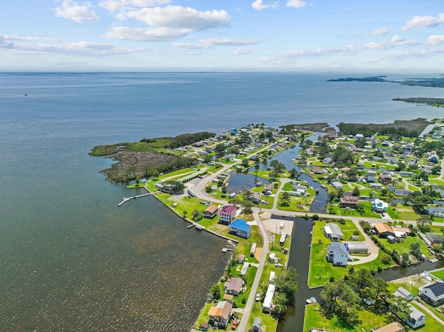 aerial view with a water view and a residential view