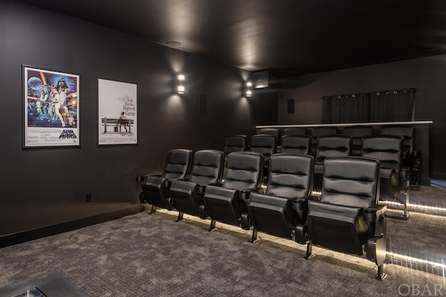 view of carpeted home theater room