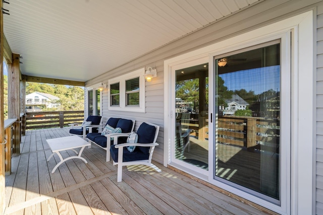 wooden deck featuring a porch