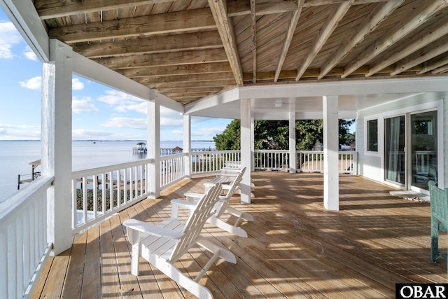 deck with a water view