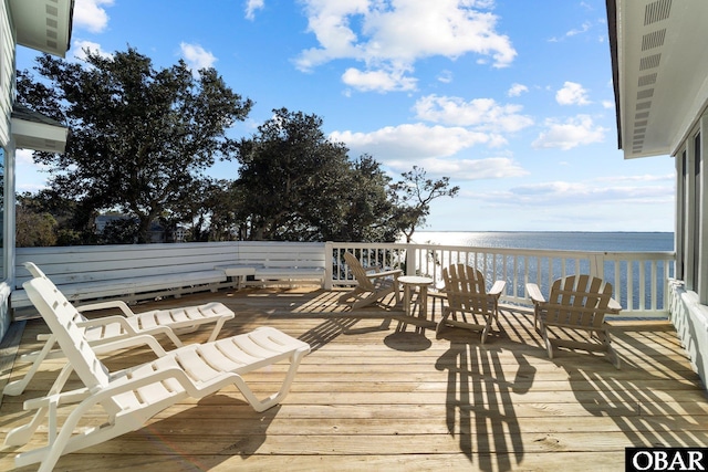 deck with a water view