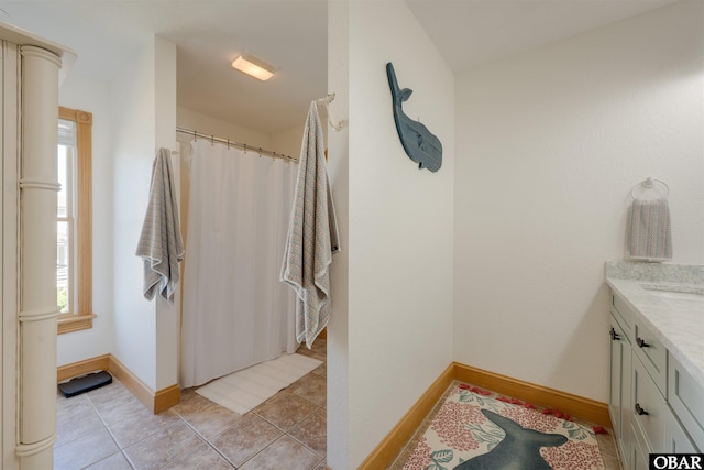 208 Harbour Bay Dr Lot 19, Kitty Hawk, NC 27949 - full bath featuring vanity, baseboards, and curtained shower