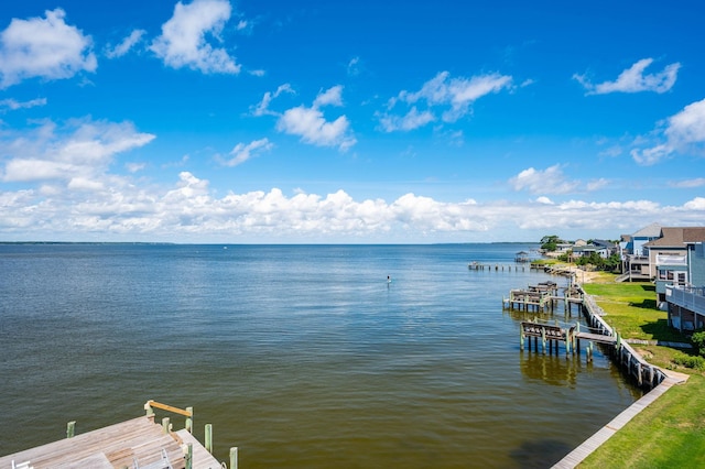 dock area featuring a water view