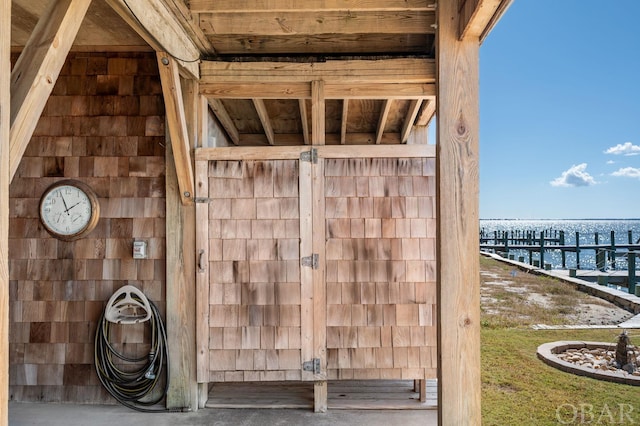 view of outdoor structure featuring a water view