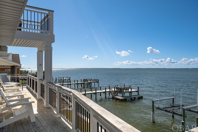 dock area featuring a water view