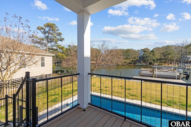 balcony with a water view