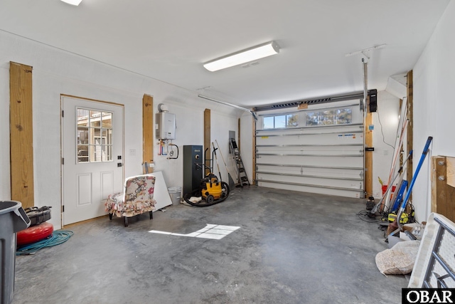 garage with water heater