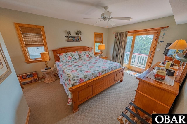 39972 NC-12 Hwy Lot 15, Avon, NC 27915 - bedroom featuring light colored carpet, ceiling fan, and access to outside