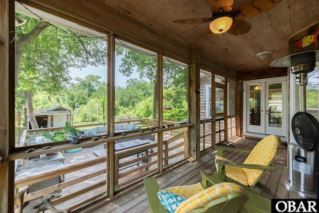 116 Swan View Dr Lot 5, Kill Devil Hills, NC 27948 - sunroom / solarium featuring french doors, ceiling fan, and plenty of natural light