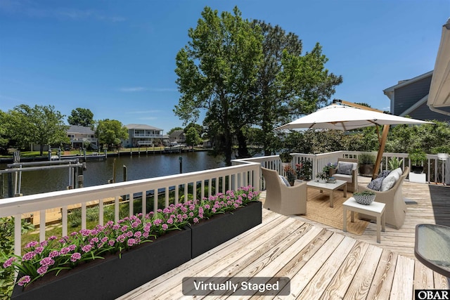 4005 Ivy Ln Lot # 16, Kitty Hawk, NC 27949 - deck featuring a water view and an outdoor hangout area