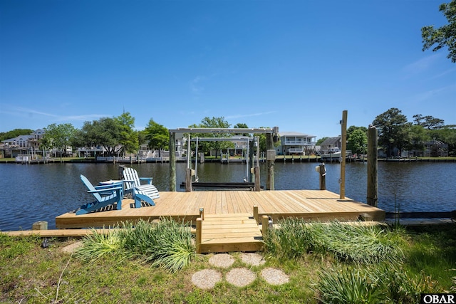 4005 Ivy Ln Lot # 16, Kitty Hawk, NC 27949 - dock area with a water view and boat lift