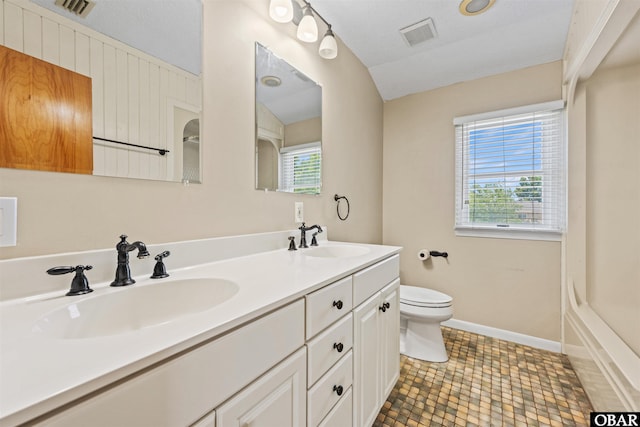 4005 Ivy Ln Lot # 16, Kitty Hawk, NC 27949 - bathroom with toilet, double vanity, baseboards, and tile patterned floors