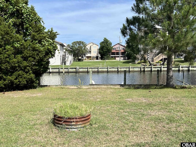 1612 Harbour View Dr Lot 114, Kill Devil Hills, NC 27948 - view of grassy yard with a water view and stairs