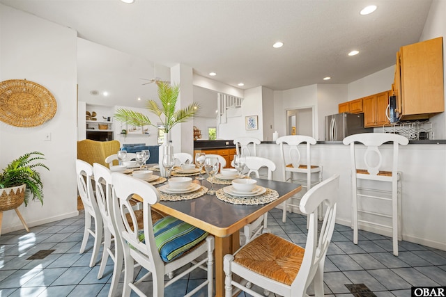 506 Magnolia Way Lot 29, Corolla, NC 27927 - dining space featuring recessed lighting, light tile patterned flooring, and ceiling fan