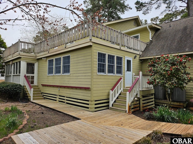 56 Deer Path Ln Lot 413, Southern Shores, NC 27949 - rear view of property featuring a balcony, roof with shingles, and a deck