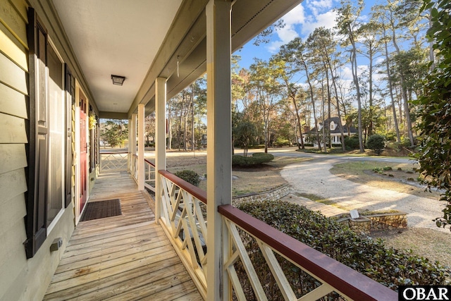 deck featuring covered porch