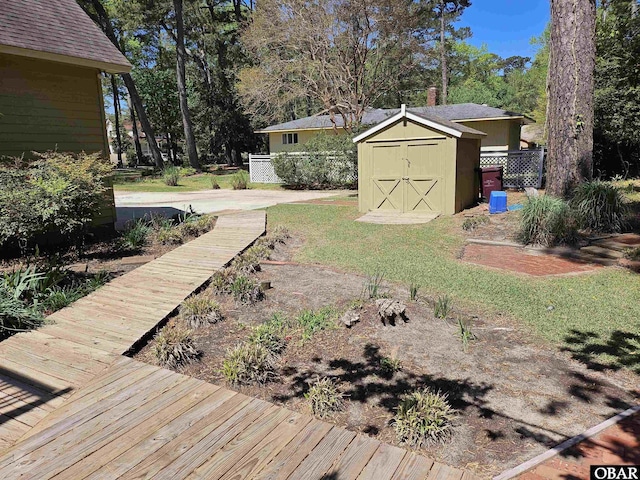 56 Deer Path Ln Lot 413, Southern Shores, NC 27949 - view of yard with a storage unit, fence, and an outdoor structure