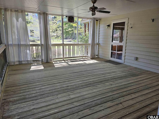 56 Deer Path Ln Lot 413, Southern Shores, NC 27949 - unfurnished sunroom featuring a ceiling fan