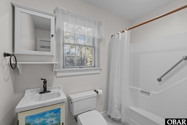 full bathroom with a sink, toilet, and a shower with curtain