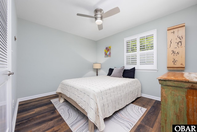 24 First Ave Lot # 14, Southern Shores, NC 27949 - bedroom featuring dark wood-type flooring, baseboards, and ceiling fan