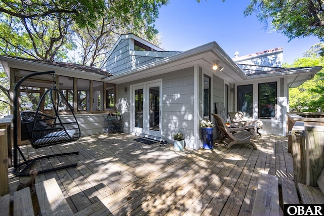 24 First Ave Lot # 14, Southern Shores, NC 27949 - wooden deck featuring a sunroom