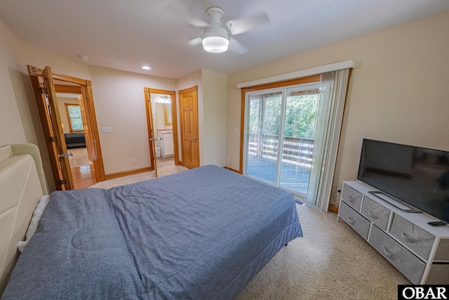 102 Settlers Ln Lot 7R, Duck, NC 27949 - bedroom featuring access to exterior, multiple windows, light colored carpet, and connected bathroom