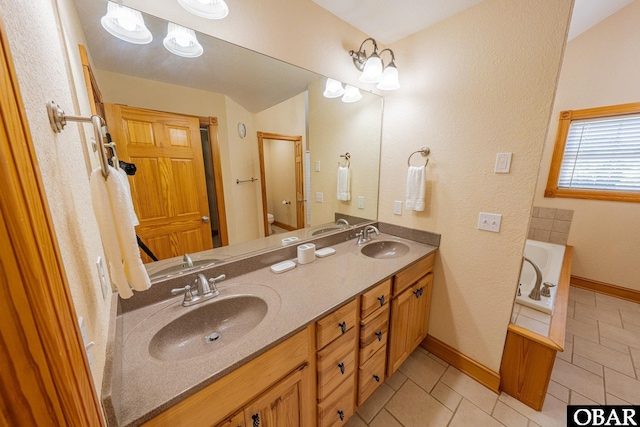 102 Settlers Ln Lot 7R, Duck, NC 27949 - bathroom with a bath, tile patterned flooring, and double vanity