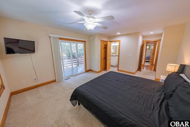 102 Settlers Ln Lot 7R, Duck, NC 27949 - bedroom featuring access to outside, light colored carpet, ceiling fan, and recessed lighting