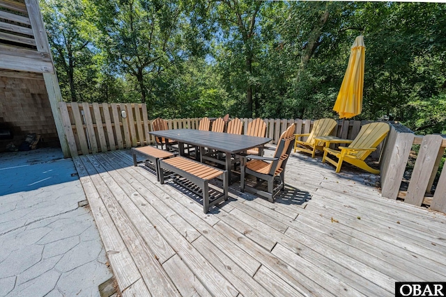102 Settlers Ln Lot 7R, Duck, NC 27949 - deck featuring outdoor dining space and view of scattered trees