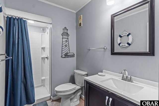 627 Sand Fiddler Cir Unit B-1, Corolla, NC 27927 - full bath featuring a stall shower, vanity, and ornamental molding
