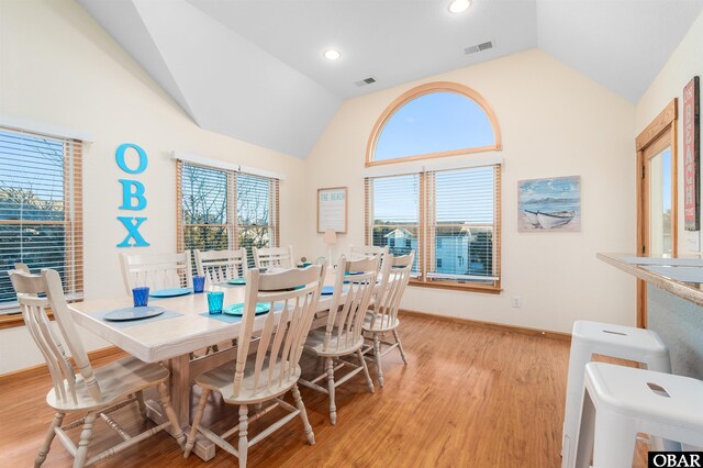 757 Fishermans Ct Lot 66, Corolla, NC 27927 - dining room with vaulted ceiling, plenty of natural light, and visible vents