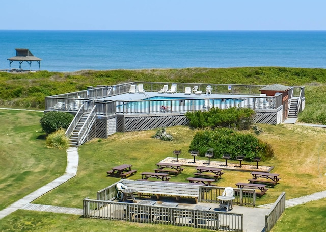 bird's eye view featuring a water view