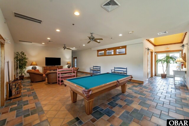 1108 Cambridge Rd Unit 307-I, Kill Devil Hills, NC 27948 - recreation room featuring recessed lighting, billiards, and ceiling fan