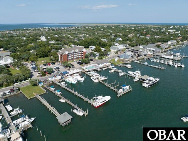 180 Irvin Garrish Hwy Unit 307/308, Ocracoke, NC 27960 - aerial view of property's location with a nearby body of water and a marina