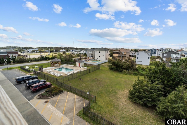 aerial view with a residential view