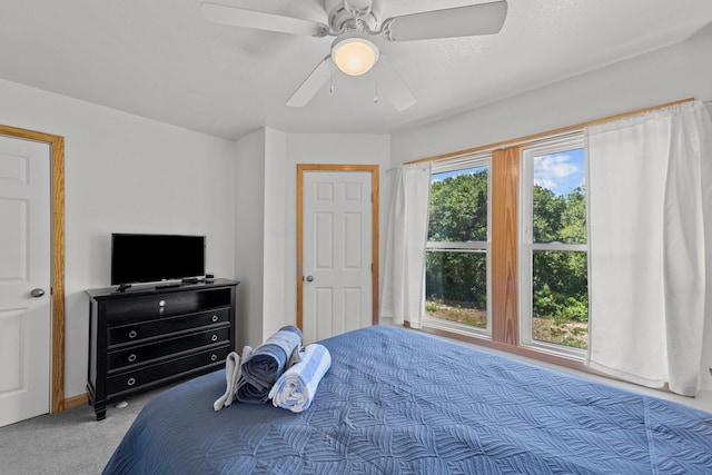 bedroom with carpet and ceiling fan