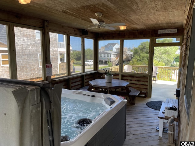 26239 Rampart St Lot 13, Salvo, NC 27972 - sunroom with healthy amount of natural light, a jacuzzi, and ceiling fan