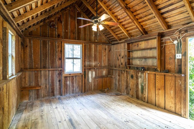 storage featuring a ceiling fan