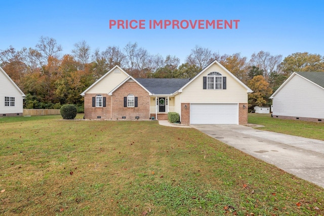 110 Brumsey Landing Dr Lot # 24, Moyock, NC 27958 - traditional-style home with brick siding, a front lawn, concrete driveway, crawl space, and an attached garage