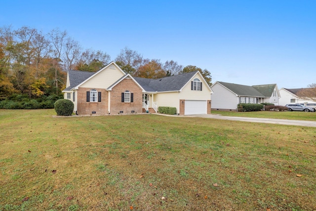 110 Brumsey Landing Dr Lot # 24, Moyock, NC 27958 - view of front facade featuring driveway, an attached garage, a front lawn, crawl space, and brick siding