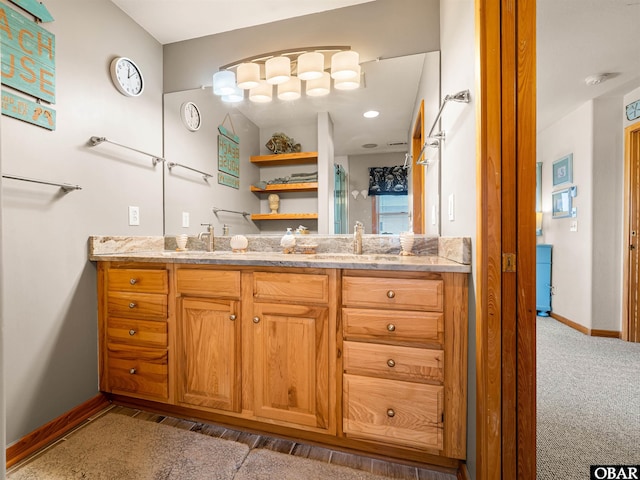 1672 Sandfiddler Rd Lot # 1 & 3, Corolla, NC 27927 - bathroom with an enclosed shower, double vanity, baseboards, and a sink