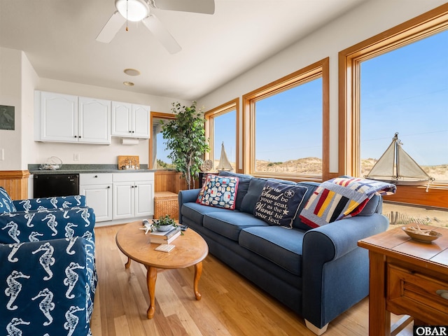 1672 Sandfiddler Rd Lot # 1 & 3, Corolla, NC 27927 - living room featuring a ceiling fan and light wood finished floors