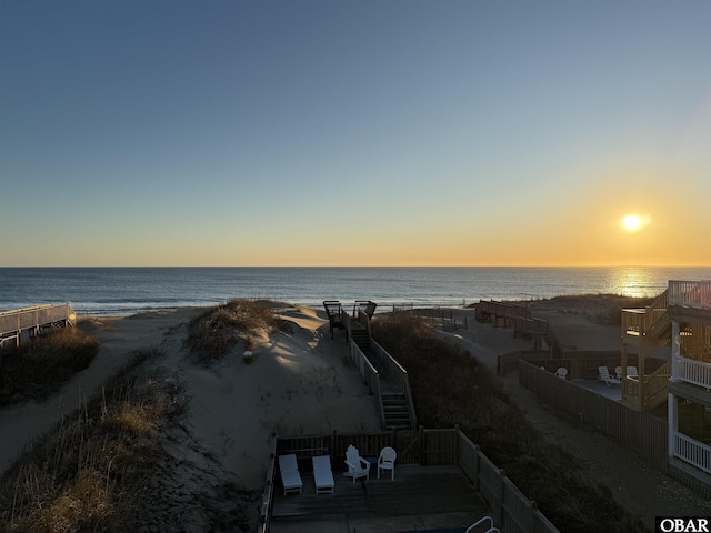 property view of water with a beach view