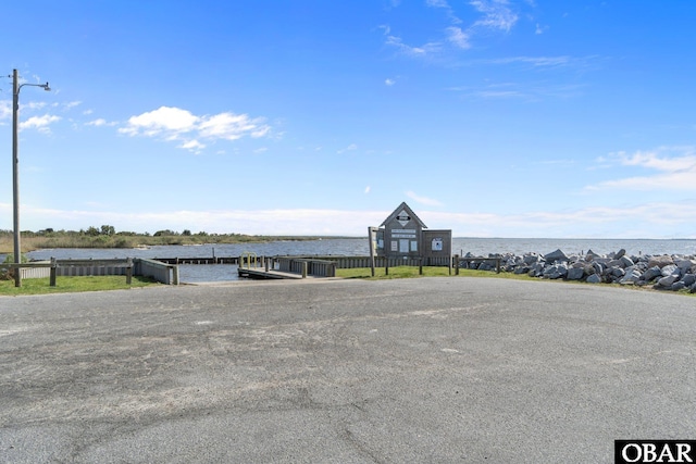exterior space with a dock