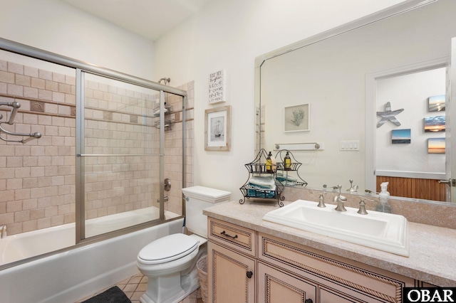 747 Hammock Ln Lot 55, Corolla, NC 27927 - full bathroom featuring vanity, shower / bath combination with glass door, and tile patterned floors