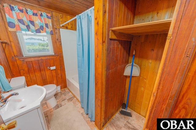 105 Rocky Mount St Lot 399, Kill Devil Hills, NC 27949 - full bath featuring wood walls, vanity, and shower / bathtub combination with curtain